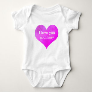 Cute Pink Heart  love you mummy Baby Bodysuit
