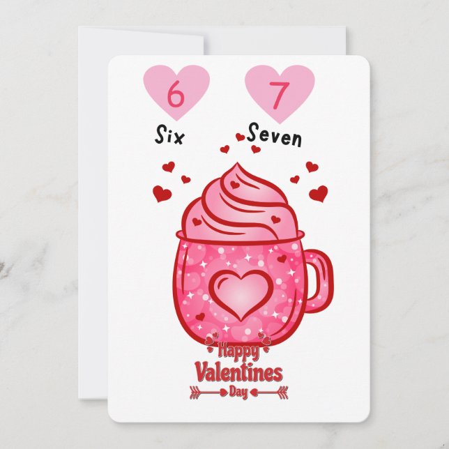 Cute Pink Heart Mug Valentine's Day Greeting Card (Front)
