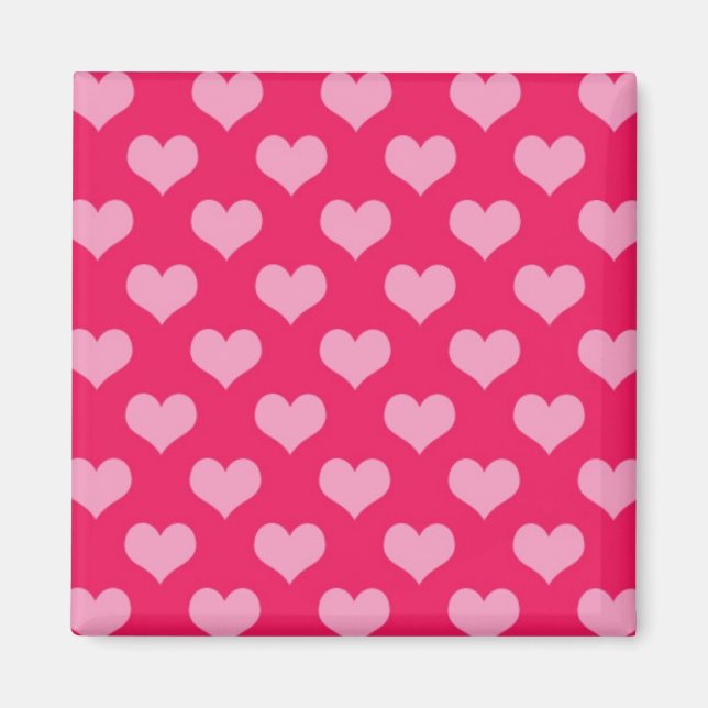 Cute Pink Heart Pattern Magnet (Front)