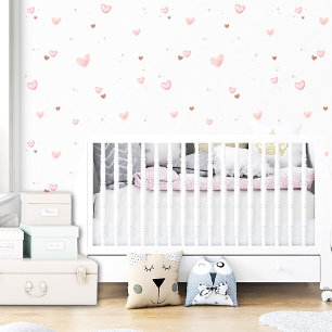 Cute Pink Heart Pattern Modern Kids Girl Wallpaper