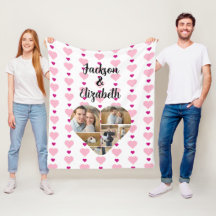 Cute Pink Heart Pattern Personalise with 6 Photos 