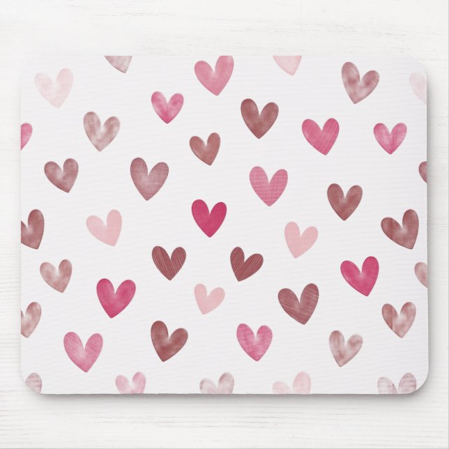 Cute Pink Heart Pattern – Romantic &Stylish Design Mouse Pad (Front)