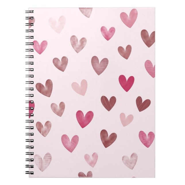 Cute Pink Heart Pattern – Romantic &Stylish Design Notebook (Front)