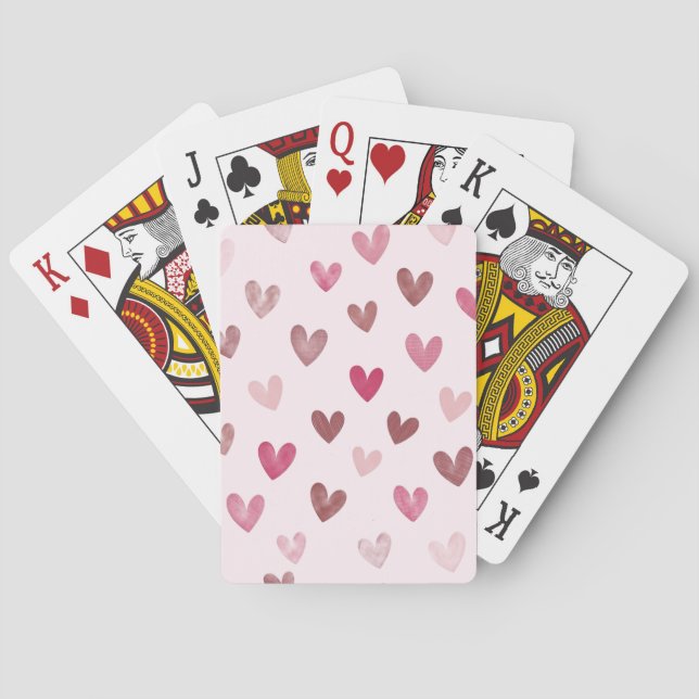 Cute Pink Heart Pattern – Romantic &Stylish Design Playing Cards (Back)