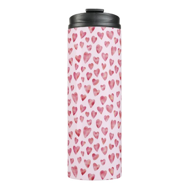 Cute pink heart pattern thermal tumbler (Front)
