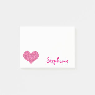 Cute Pink Heart Personalised Girly Name Post-it Notes