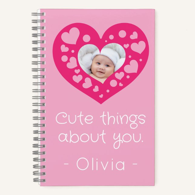 Cute pink heart photo frame keepsake notebook (Front)