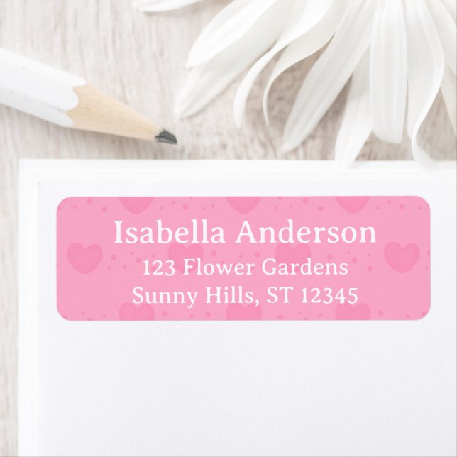 Cute Pink Heart Return Address Label (Insitu)