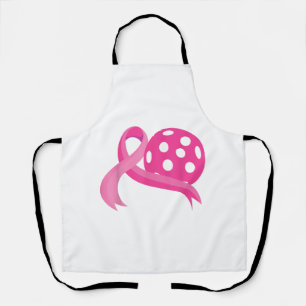 Cute Pink Heart Ribbon Pickleball Breast Cancer Aw Apron