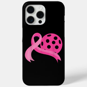 Cute Pink Heart Ribbon Pickleball Breast Cancer Aw iPhone 15 Pro Max Case