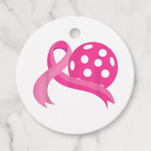 Cute Pink Heart Ribbon Pickleball Breast Cancer Aw Favour Tags