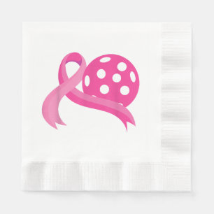 Cute Pink Heart Ribbon Pickleball Breast Cancer Aw Napkin