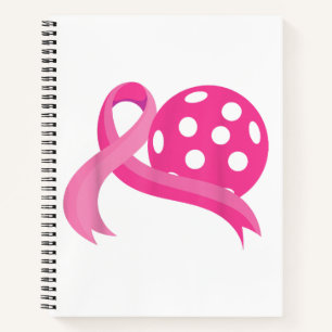 Cute Pink Heart Ribbon Pickleball Breast Cancer Aw Notebook
