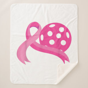 Cute Pink Heart Ribbon Pickleball Breast Cancer Aw Sherpa Blanket