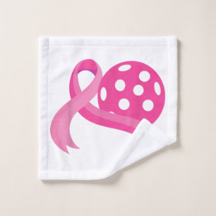 Cute Pink Heart Ribbon Pickleball Breast Cancer Aw Wash Cloth