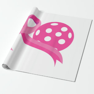 Cute Pink Heart Ribbon Pickleball Breast Cancer Aw Wrapping Paper