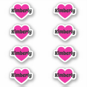 Cute Pink Heart Sticker With Customizable Name 