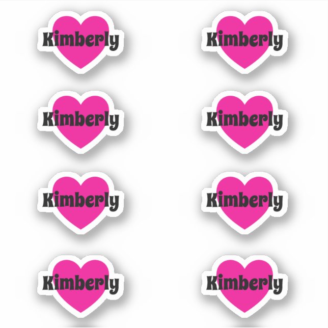 Cute Pink Heart Sticker With Customizable Name  (Front)
