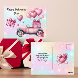 Cute Pink Heart Valentines Postcard