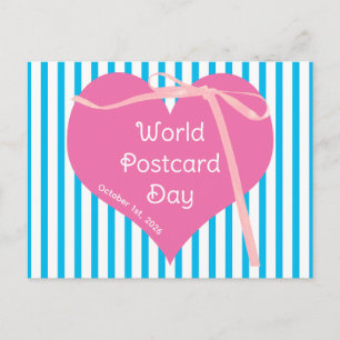 Cute Pink Heart World Postcard Day 2026