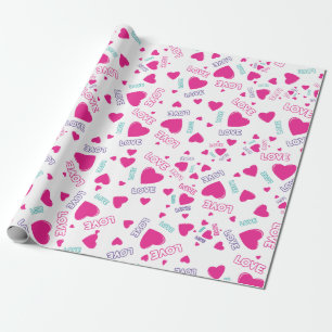 Cute pink Hearts and Love - romantic pattern Wrapping Paper