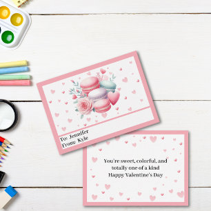 Cute Pink Hearts and Macaron Mini Valentine’s Day Card