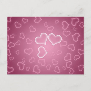 Cute Pink Hearts Background Postcard