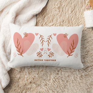 Cute Pink Hearts Better Together Valentine's Day Lumbar Cushion