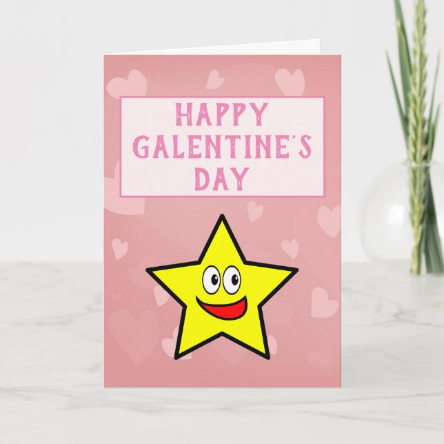 Cute Pink Hearts Friends Galentine's Day Holiday Card (Front)