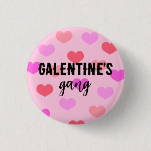 Cute Pink Hearts Galentines Day Custom 3 Cm Round Badge