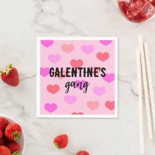 Cute Pink Hearts Galentines Day Custom Napkin
