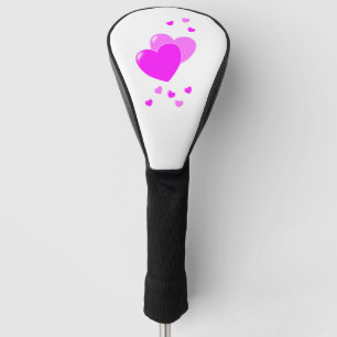 Cute Pink Hearts On Black And White Golf Head Cover