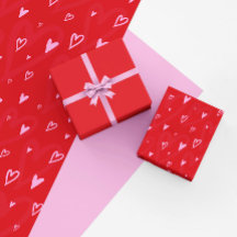 Cute Pink hearts on red background