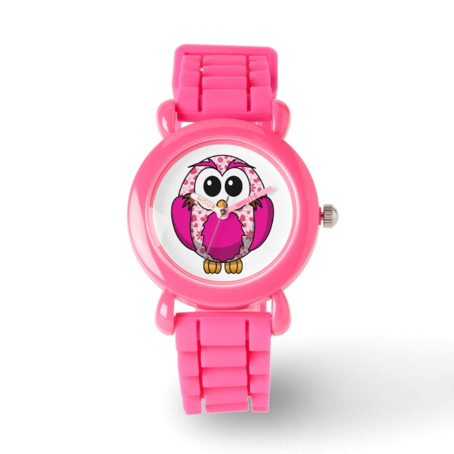 Cute Pink Hearts Owl Watch (Front)