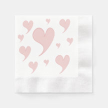 Cute Pink Hearts Paper Napkin