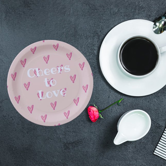 Cute Pink Hearts  Paper Plate (Creator Uploaded)