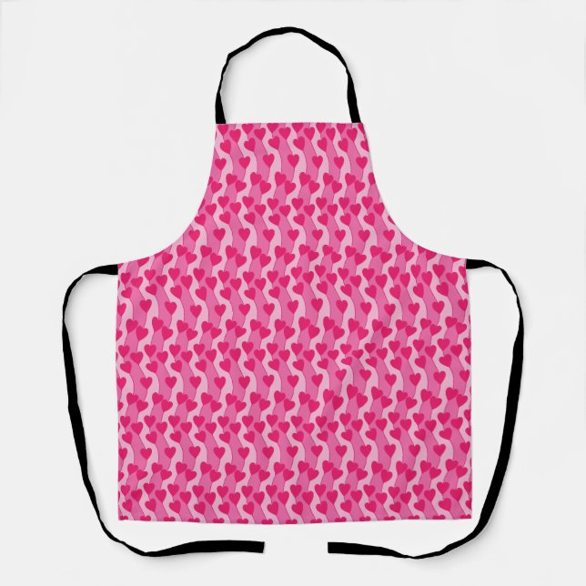 Cute Pink Hearts Pattern Apron (Front)