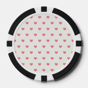 Cute Pink Hearts Pattern Poker Chips