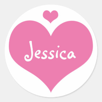 Cute Pink Hearts Personalised Girly Name Classic Round Sticker