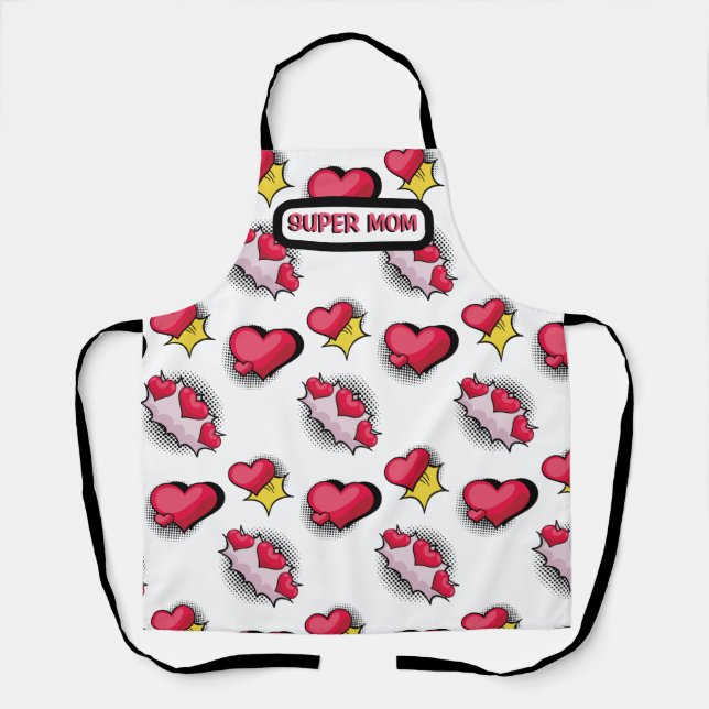 Cute pink hearts personalised name  apron (Front)