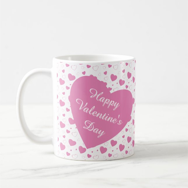 Cute pink hearts romantic pattern  coffee mug (Left)