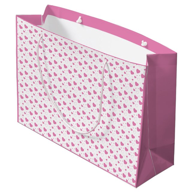 Cute pink hearts romantic pattern  large gift bag (Back Angled)