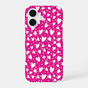 Cute pink hearts seamless pattern iPhone 16 case