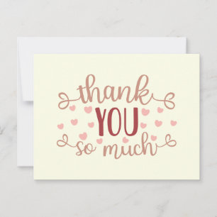 Cute Pink Hearts Thank You So Much Postcard