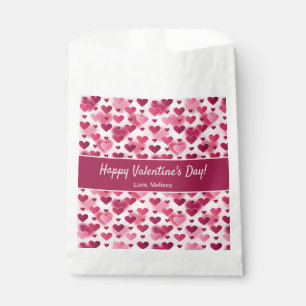Cute Pink Hearts With Custom Text Valentine's Day Favour Bag