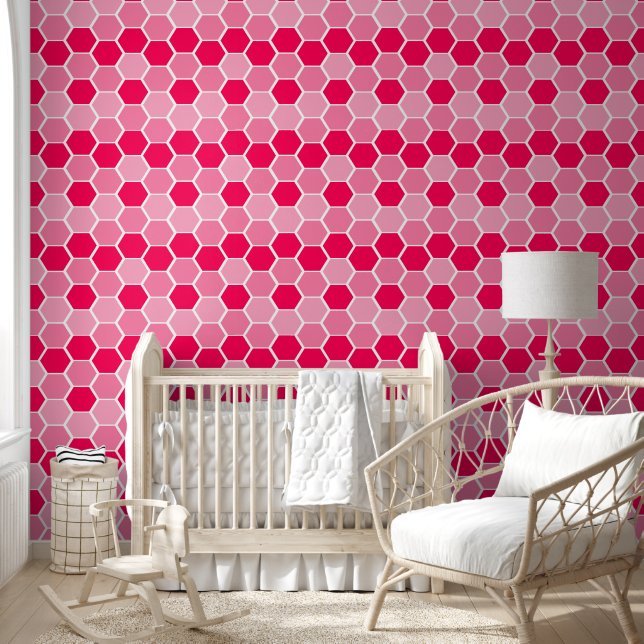 Cute Pink Hexagonal Pattern Wallpaper (Kids)