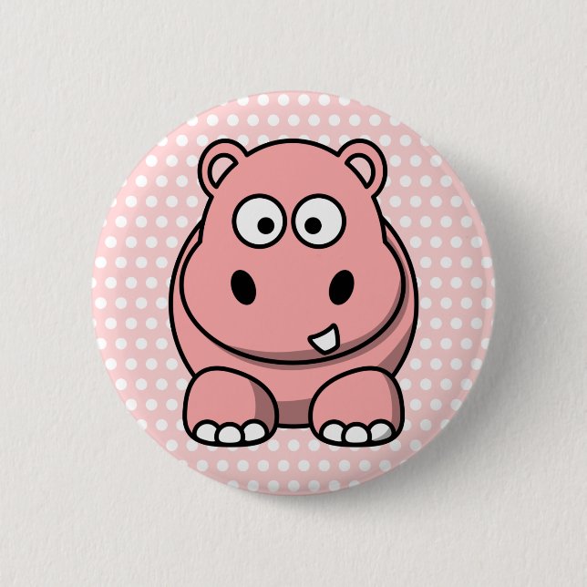 Cute Pink Hippo 6 Cm Round Badge (Front)