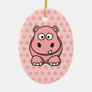 Cute Pink Hippo Ceramic Tree Decoration
