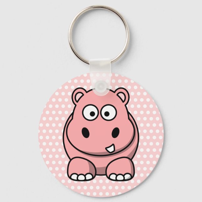 Cute Pink Hippo Key Ring (Front)