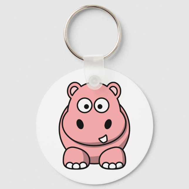 Cute Pink Hippo Key Ring (Front)